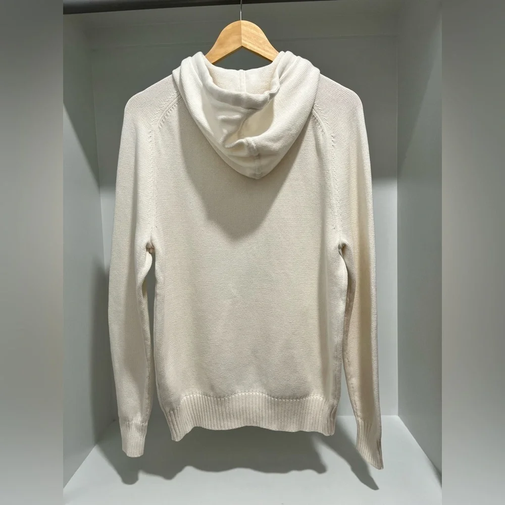 J.Crew Mens $128 Heritage cotton hooded sweater Ivory Size S CB547